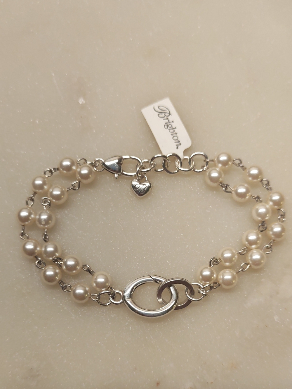 NEW! Brighton Victoria Charm Bracelet Silver/Pearls With Charm Loop JF6040